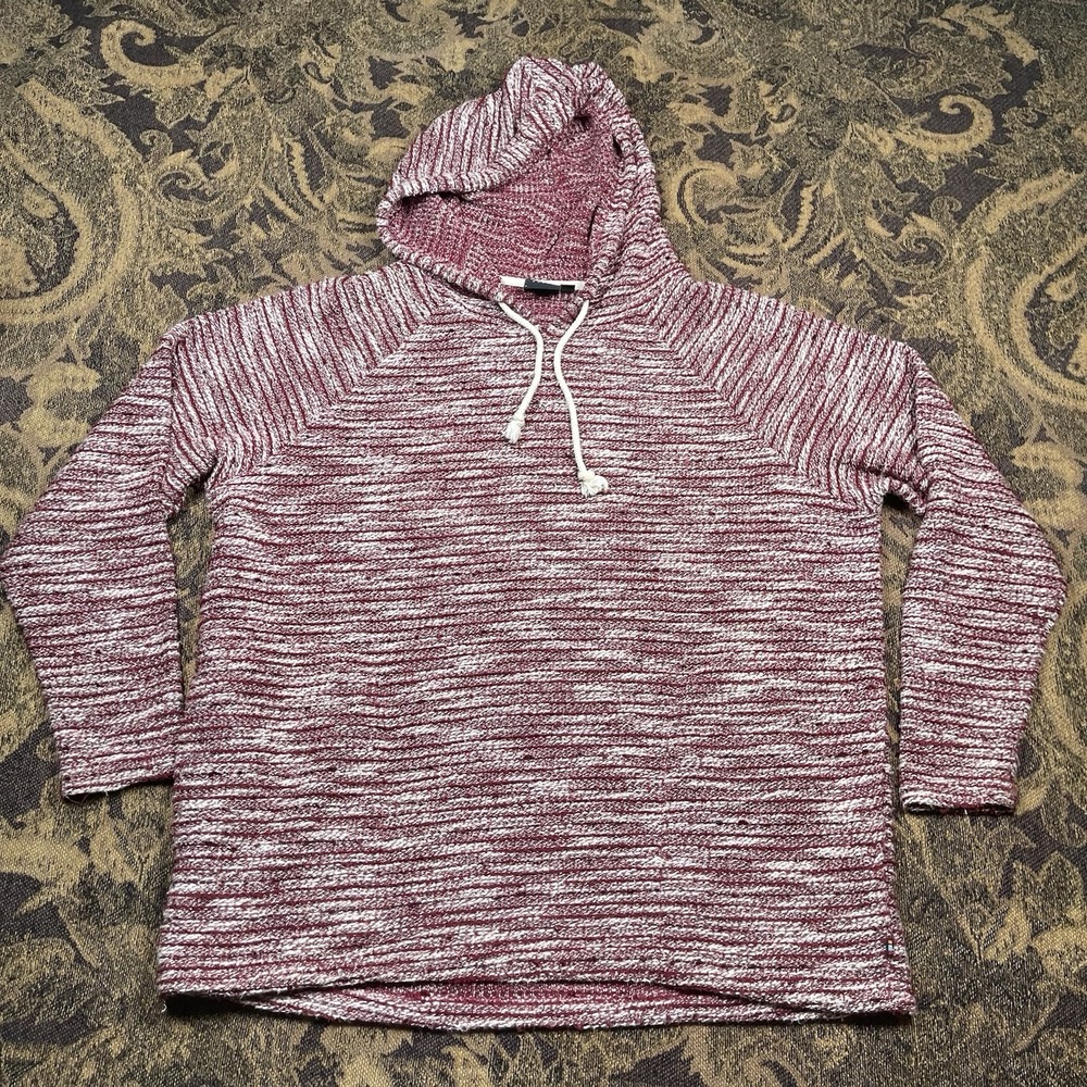 Vtg Y2K Rusty Surfwear Knit Red Pullover Hoodie Womens Size Small